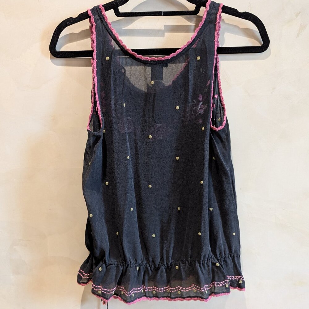 Vivienne Tam black chiffon embroidered pink floral top - small - Picture 6 of 6